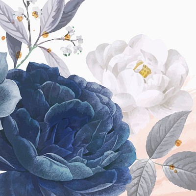 Dusty Blue Florals Vector Set 