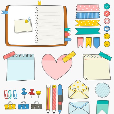 Stationery Doodle Vector Set 