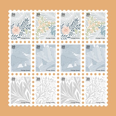 Botanical Stamps Vector Set 