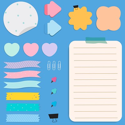 Free Memos & Sticky Notes Collection of cute paper notes in all sorts of shapes and textures. Colorful memos and sticky…