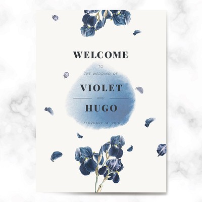 Free Indigo Floral Wedding Invitation Set 