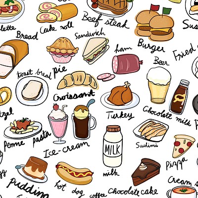 Free Doodle Food Icons Set 
