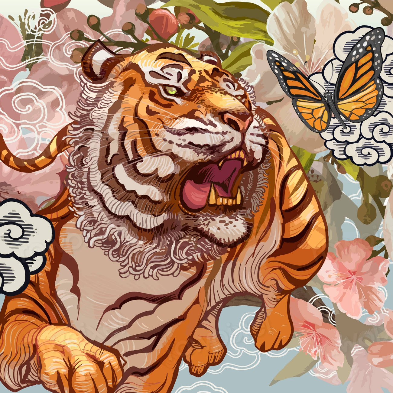 japanese traditional tiger art